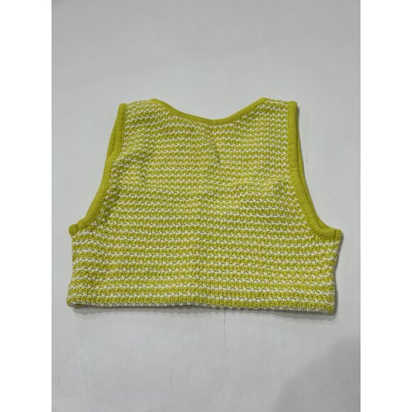 Venroy Striped Cotton Knit Bralette in Chartreuse/Off White Stripe - Picture 5 of 5